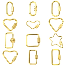 12 шт. 12 стили 304 застежки для брелоков из нержавеющей стали с ионным покрытием (IP), брелоки с винтовым карабином, разнообразные