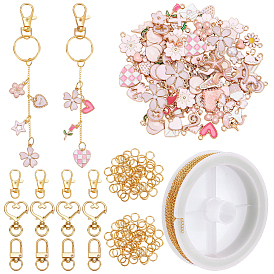 Наборы для изготовления ключей своими руками, Включите латунные витые цепи, сплав эмали цветочные кулоны, сплава брелок застежки, железа открыты кольца прыжок