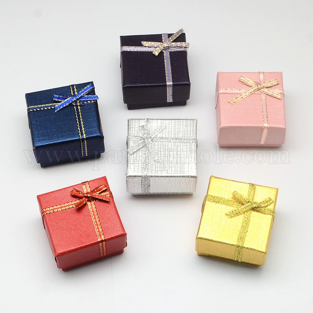 China Factory Square Cardboard Jewelry Boxes, with Random Color Sponge