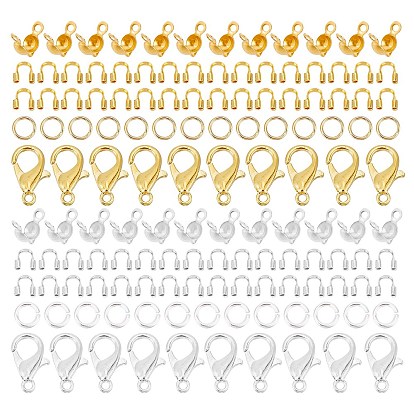 DIY Jewelry Making Finding Kit, Including Brass Wire Guardians & Bead Tips & Jump Rings, Alloy Clasps