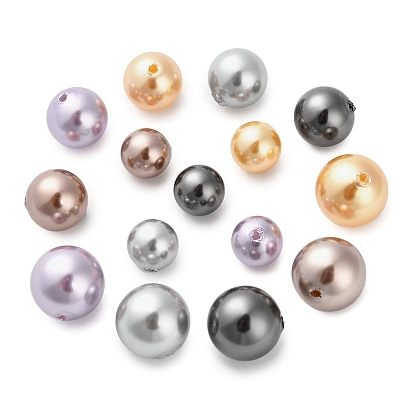 Для выпечки расписные жемчужные стеклянные жемчужные круглые бусины, наполовину просверлено/половина отверстия