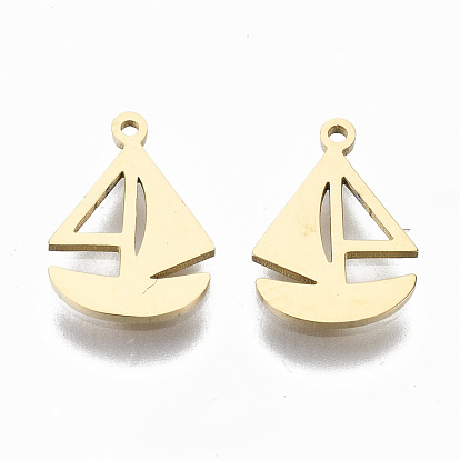 304 Stainless Steel Charms, Laser Cut, Sailboat