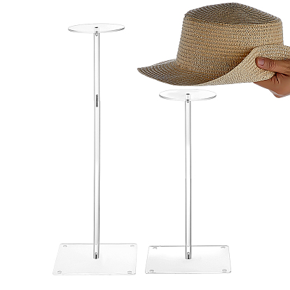 2Pcs 2 Sizes Height Adjustable Acrylic Hat Display Stands