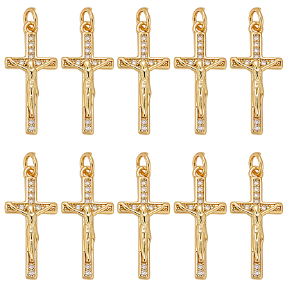 10 кулоны из латуни с микрочастицами и кубическим цирконием., с целью перехода в кольце, религия распятие крест очарование