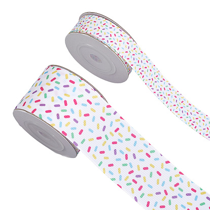 4рулоны 2 стили полиэстеровые репсовые ленты с принтом, для упаковки рождественских подарков