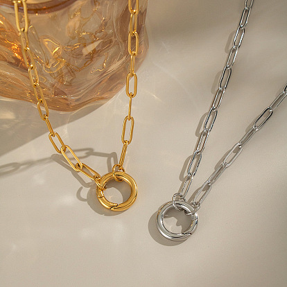 304 Женские ожерелья с подвеской в виде кольца-скрепки из нержавеющей стали