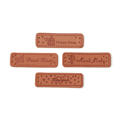 Etiquetas de cuero pu, etiqueta en relieve hecha a mano, con agujeros, para jeans de bricolaje, , , accesorios de sombrero, rectángulo con la palabra