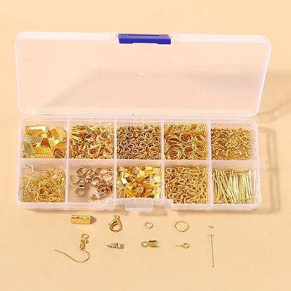 DIY Jewelry Sets, Brass Crimp Beads and Iron Findings, with Tools