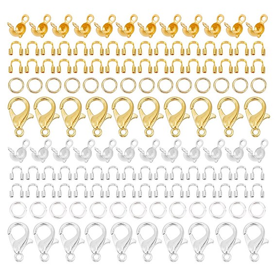 DIY Jewelry Making Finding Kit, Including Brass Wire Guardians & Bead Tips & Jump Rings, Alloy Clasps