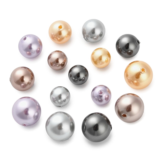 Для выпечки расписные жемчужные стеклянные жемчужные круглые бусины, наполовину просверлено/половина отверстия