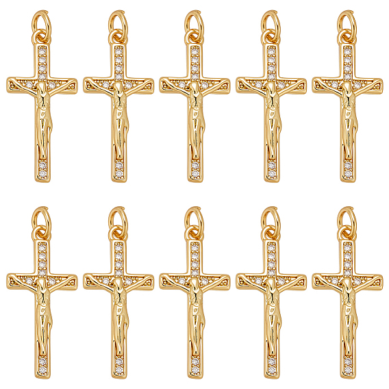 10 кулоны из латуни с микрочастицами и кубическим цирконием., с целью перехода в кольце, религия распятие крест очарование