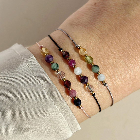 Богемные браслеты из латуни с бусинами, с природных драгоценных камней