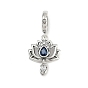 925 европейские подвески-шармы из стерлингового серебра с синими кубическими цирконами в форме цветка лотоса, Подвески с большими отверстиями, родий