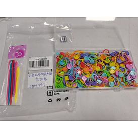 ABS Plastic Knitting Tool Kits, include 1Set Knitting Needles and 200Pcs Locking Stitch Marker