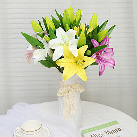Simulation flower short-stem lily flower home soft decoration placement vase flower artificial flower
