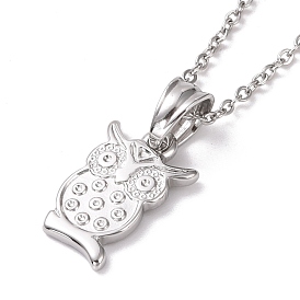 304 collar con colgante de búho de acero inoxidable para mujer