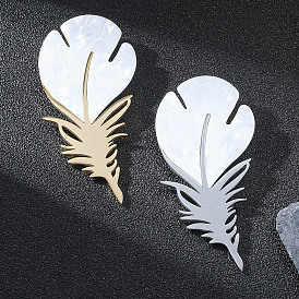Temperament Feather Brooch Female Niche Design Fashion Simple Corsage Stainless Steel Accessories Pin Jewelry
