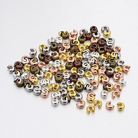 Mixed Style Iron Crimp Beads Covers, 4mm, Hole: 1.5~1.8mm