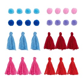 DIY Jewelry Making Kits, Including 80Pcs Handmade Polycotton(Polyester Cotton) Tassel Decorations and 80Pcs Doll Craft Pom Pom Yarn Pom Pom Balls
