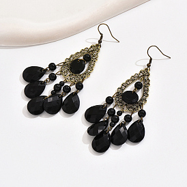 Fashionable Vintage Floral Tassel Teardrop Earrings for Women