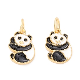 Pendentifs en laiton, avec l'émail, plaqué bg longue durée, panda