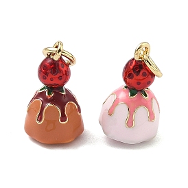 Латунь эмаль подвески, прелести клубничного торта, долговечный, стойки покрытие, без свинца и без кадмия, реальный 18 k позолоченный