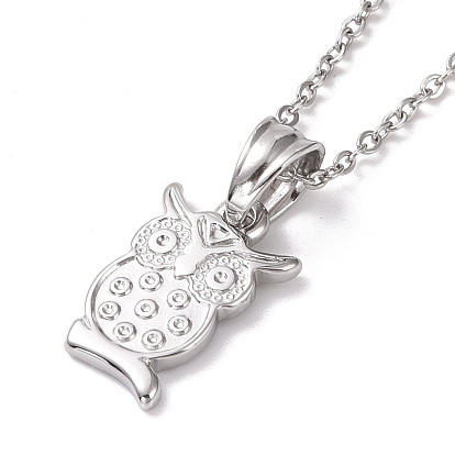 304 collar con colgante de búho de acero inoxidable para mujer