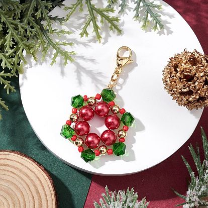 Подвеска в виде стеклянной снежинки на рождественскую тематику, с 304 из нержавеющей стали Lobster Claw застежками