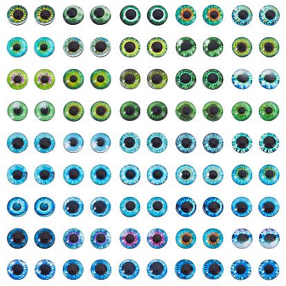 1 набор стеклянных кабошонов, полукруглый с рисунком от сглаза