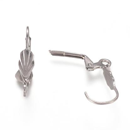 304 Stainless Steel Leverback Earring Findings, with Loop, 18.5x10mm, Pin: 0.7mm, Hole: 2mm