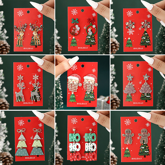 Литые эмаль болтаться серьги стержня, горный хрусталь и акриловые