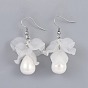 Petal Transparent Acrylic Dangle Earrings, with Teardrop Shell Pearl Beads and 316 Surgical Stainless Steel Earring Hooks, Packing Box