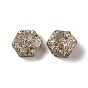 Electroplate Natural Druzy Agate Cabochons, Imitation Pyrite, Hexagon
