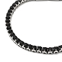 Cubic Zirconia Tennis Bracelet, 304 Stainless Steel Square Link Chain Bracelet