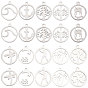 40Pcs 10 Style 304 Stainless Steel Pendants, Round Ring
