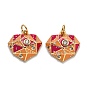 Brass Cubic Zirconia Pendants, Long-Lasting Plated, with Enamel, Heart