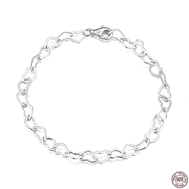 925 браслеты-цепочки из стерлингового серебра с сердечками, с печатью s925