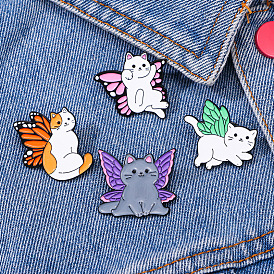 Cat with Butterfly Wing Alloy Enamel Badge Pins, Cute Cartoon Brooch, Clothes Decorations Bag Accessories for Women