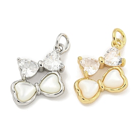 Латунь с прозрачными кубическими цирконами и подвесками в виде ракушек, без кадмия, без никеля и без свинца, бантом