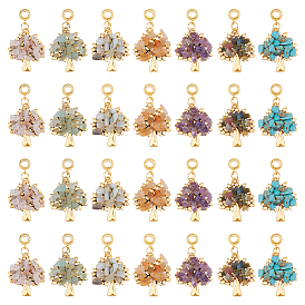 28 шт. 7 стили тибетский стиль сплава драгоценных камней европейские подвески с подвесками, подвеска в виде дерева с большой дыркой, античное золото 