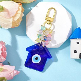 Дом ручной работы сглаза лэмпворк подвеска украшения, бусины из синтетического лунного камня и застежки-шармы из сплава для украшений сумок