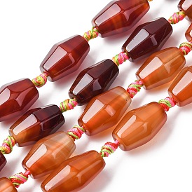 Натуральный красный агат бисер нитей, окрашенная и подогревом, двухконусные, граненые