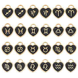 96 шт 12 стили легкие позолоченные подвески из сплава с эмалью, созвездий, сердце