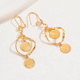 Модные винтажные женские серьги-монеты, повседневный и элегантный