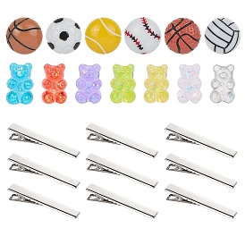 SUNNYCLUE DIY Cute Alligator Hair Clip Making Kits, include Iron Flat Alligator Hair Clip Findings and Transparent Epoxy Resin & Resin Cabochons