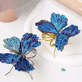 Butterfly Electroplated Natural Black Tourmaline Display Decorations, for Home Decoration
