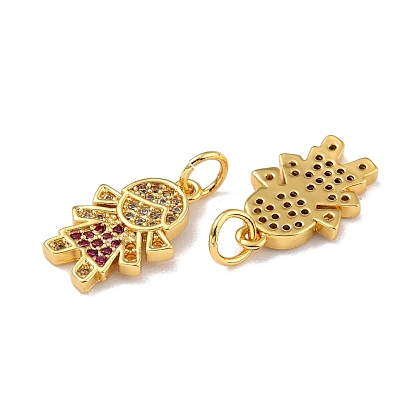 Brass Micro Pave Cubic Zirconia Charms, with Jump Ring, Real 18K Gold Plated, Girl