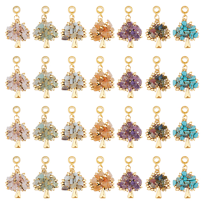 28 шт. 7 стили тибетский стиль сплава драгоценных камней европейские подвески с подвесками, подвеска в виде дерева с большой дыркой, античное золото 