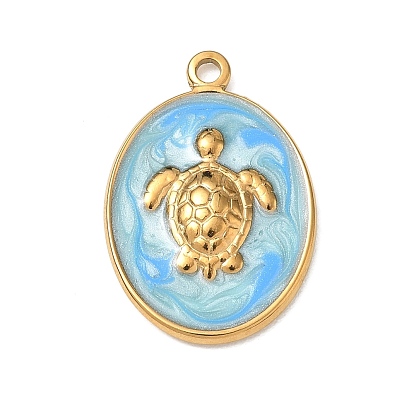 304 Stainless Steel Enamel Pendants, Turtle Charms