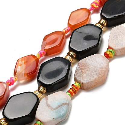 Природный агат бисер нитей, окрашенная и подогревом, шестиугольник